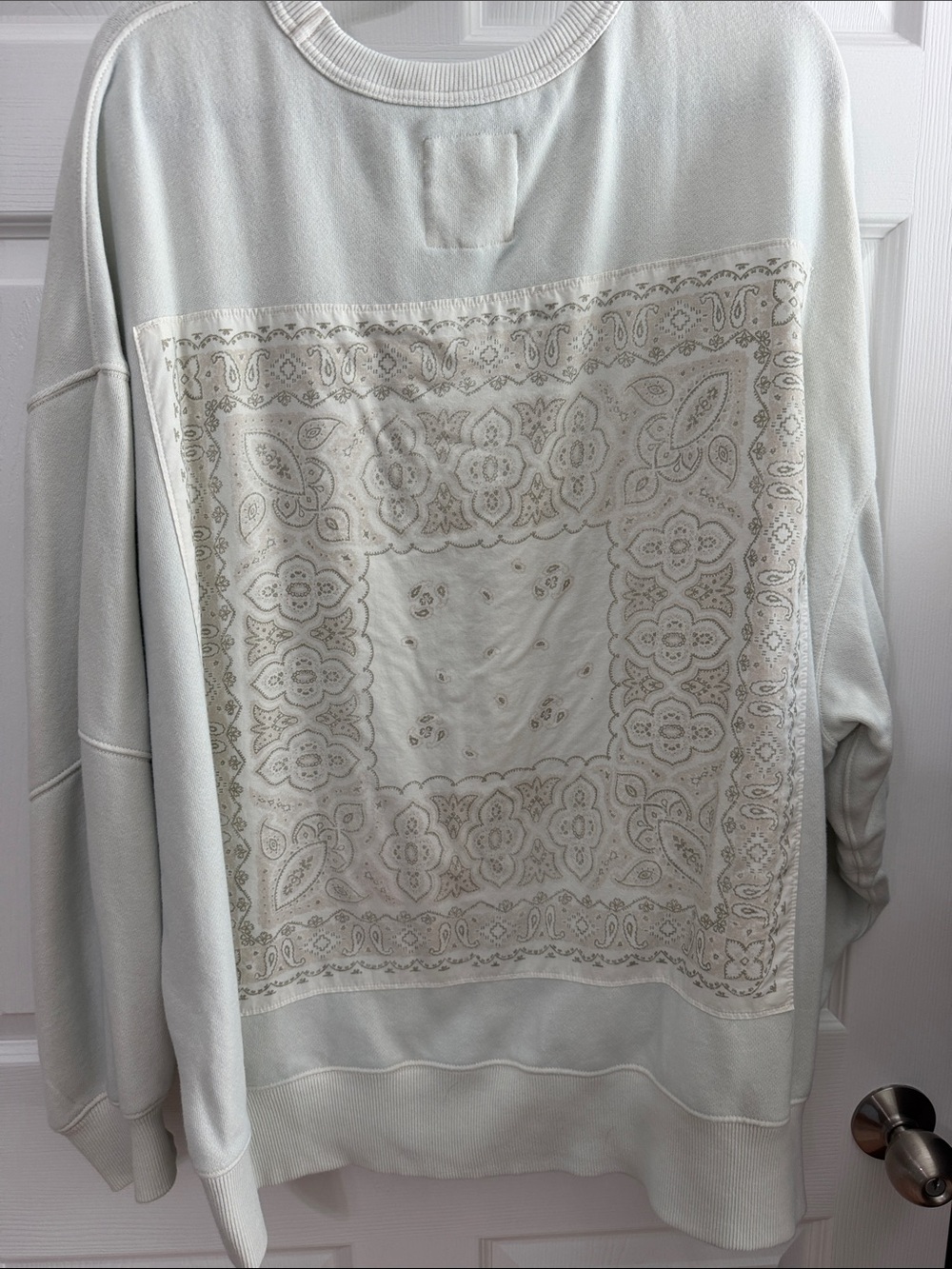 aerie Cream Bandana-Print Crewneck Sweater